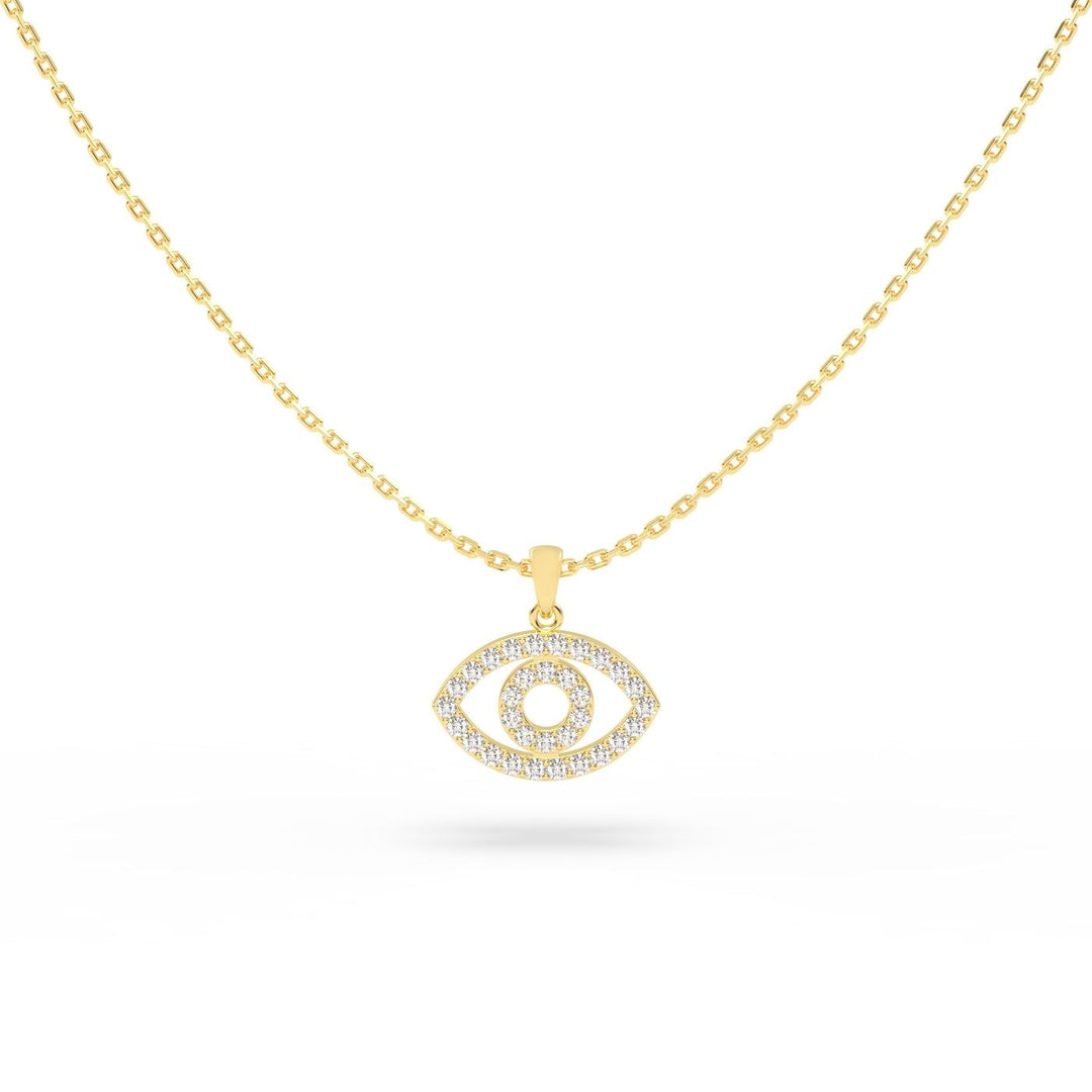 Diamond Evil Eye Charm in 14K Yellow Gold, view 2