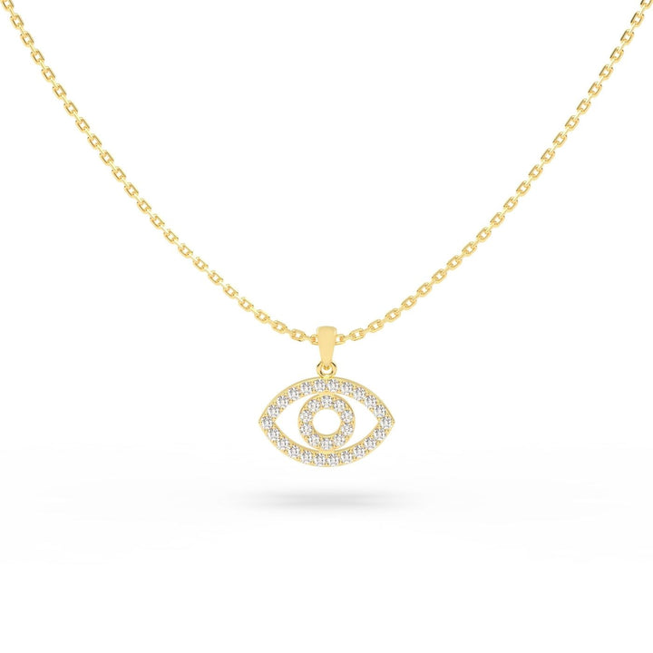 Diamond Evil Eye Charm in 14K Yellow Gold, view 2