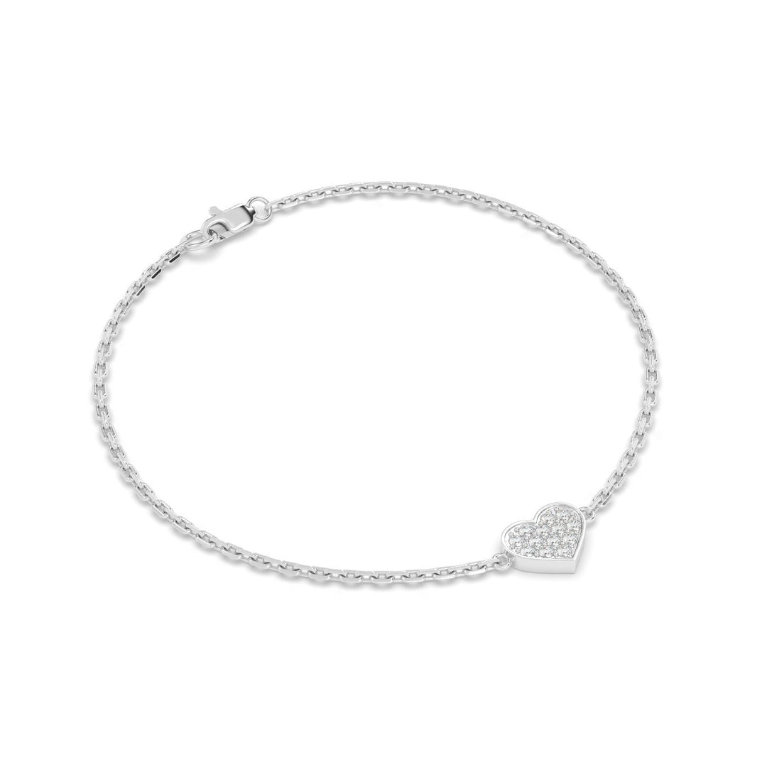 Single Heart Diamond Bracelet in 14K White Gold, view 2