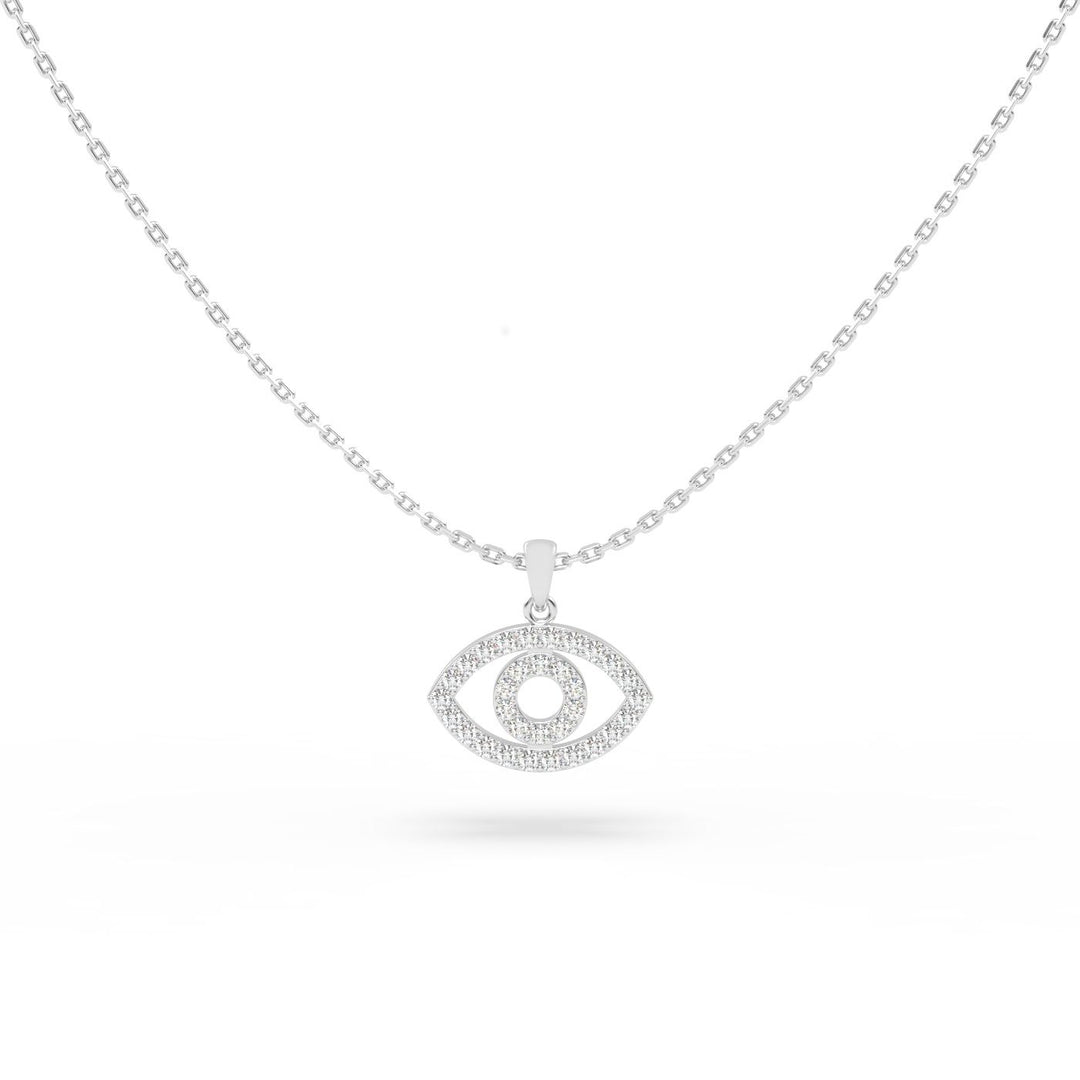 Diamond Evil Eye Charm in 14K White Gold, view 2