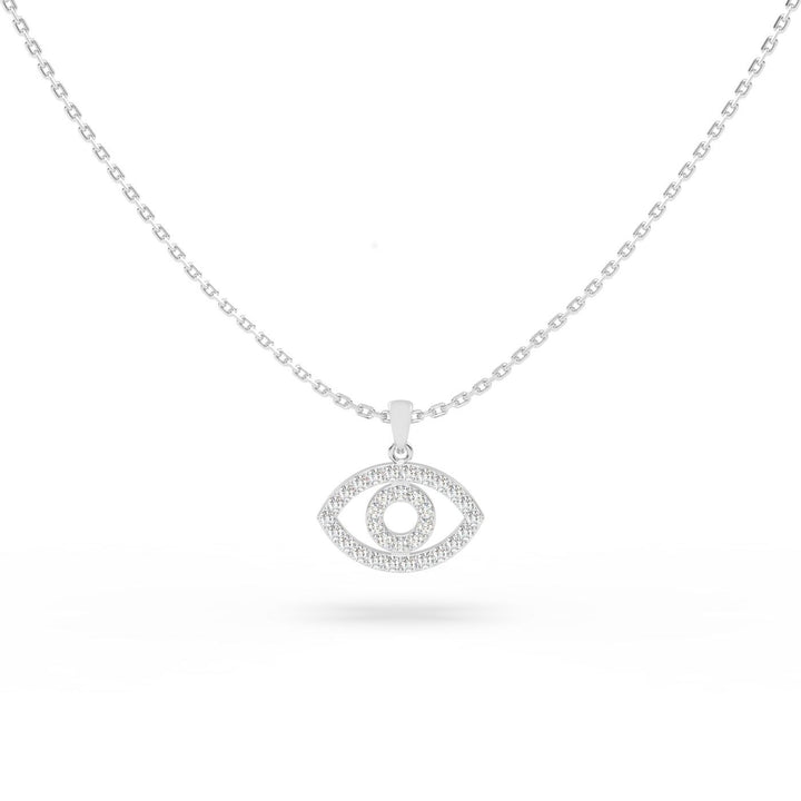 Diamond Evil Eye Charm in 14K White Gold, view 2