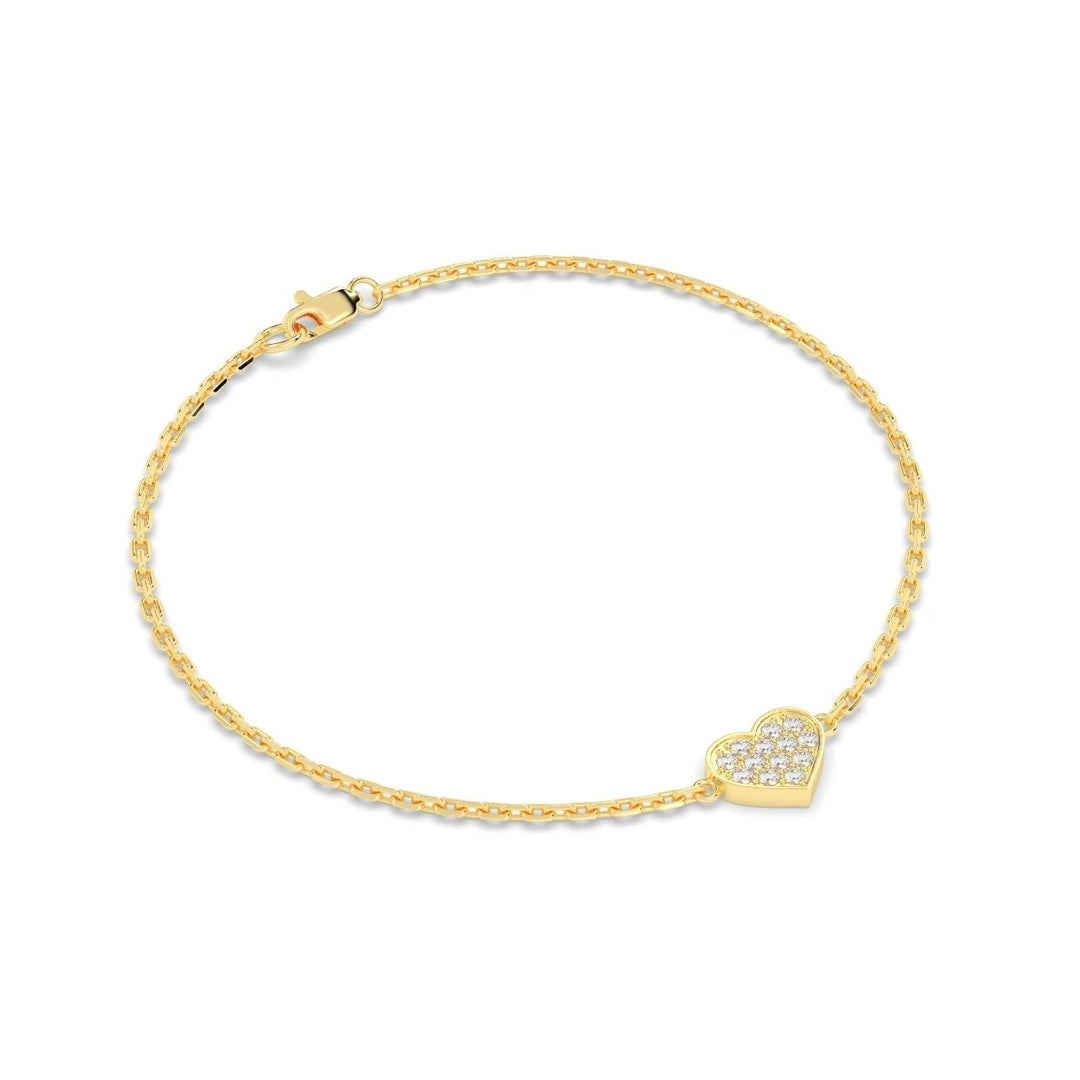 Single Heart Diamond Bracelet in 14K Yellow Gold, view 2