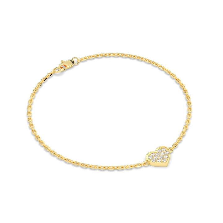 Single Heart Diamond Bracelet in 14K Yellow Gold, view 2
