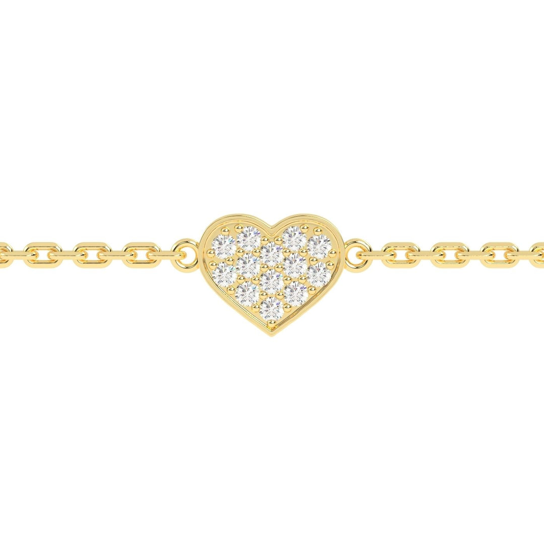 Single Heart Diamond Bracelet in 14K Yellow Gold, view 3