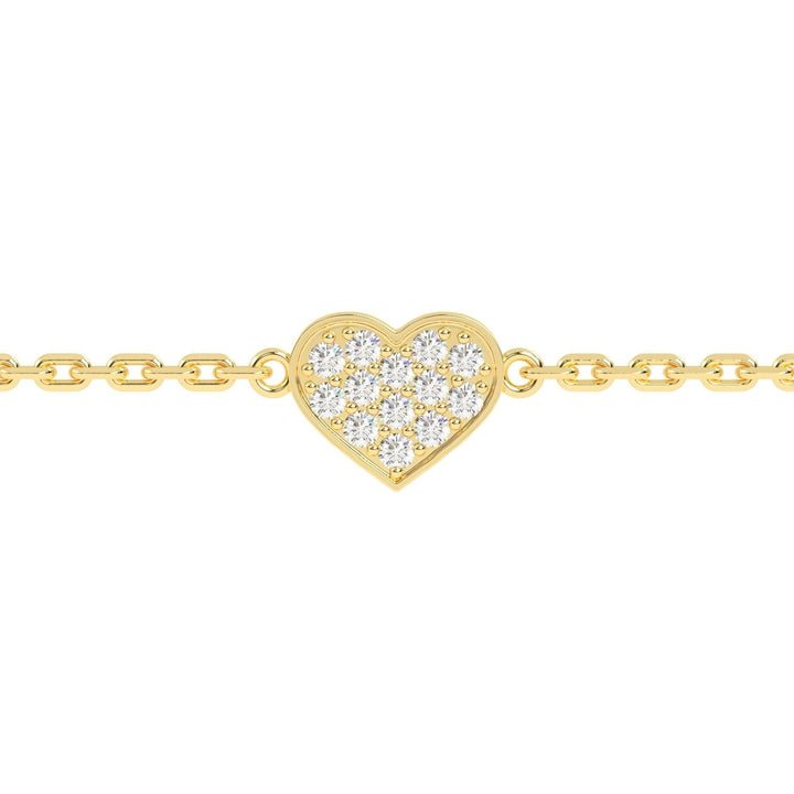 Single Heart Diamond Bracelet in 14K Yellow Gold, view 3