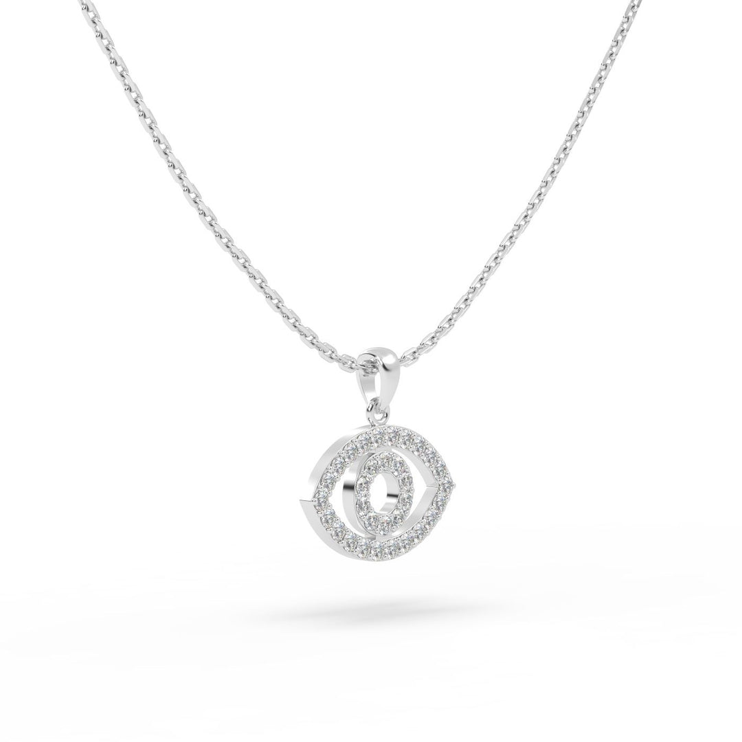 Diamond Evil Eye Charm in 14K White Gold, view 3