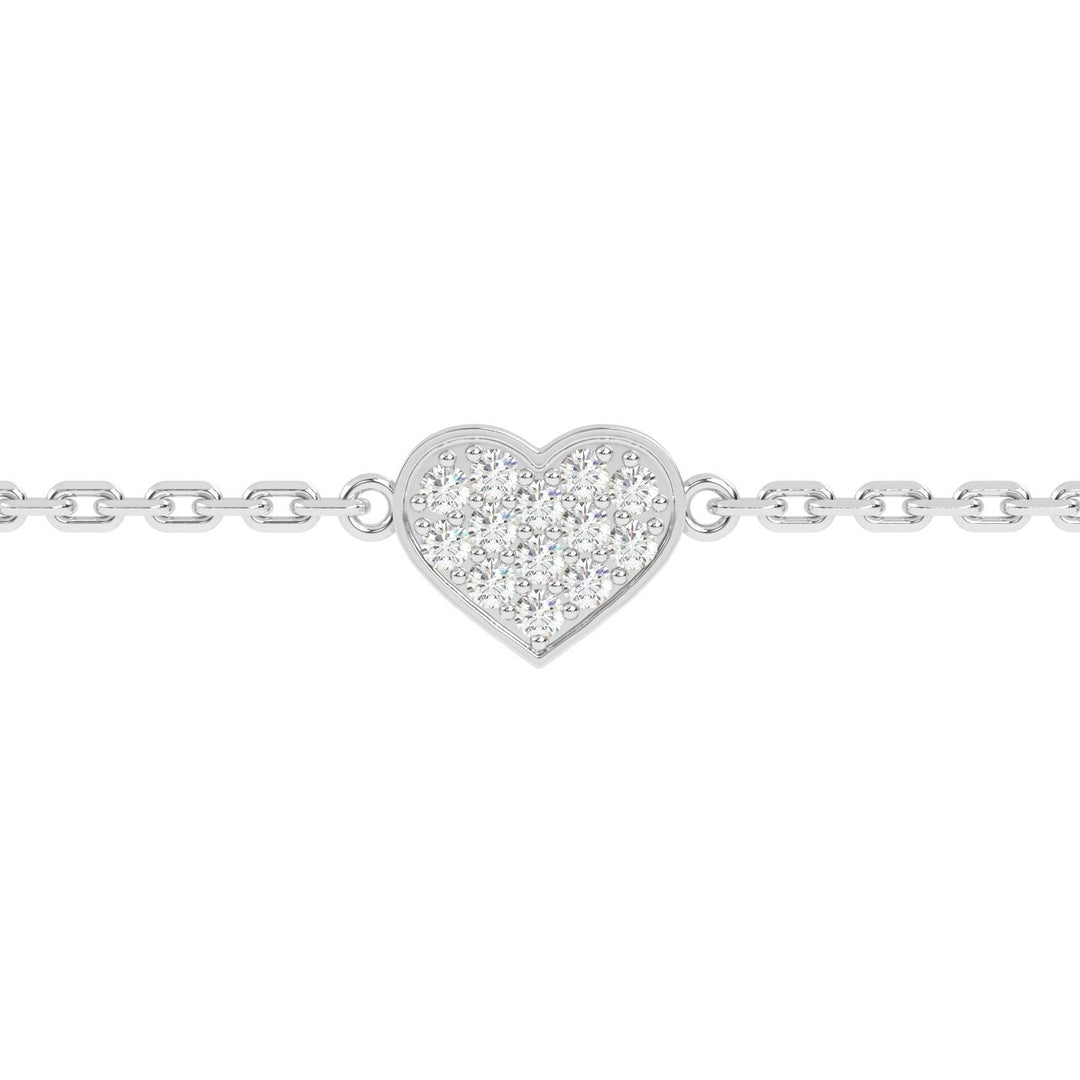 Single Heart Diamond Bracelet in 14K White Gold, view 3