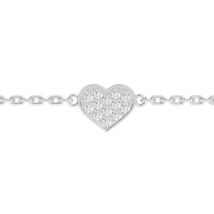 Single Heart Diamond Bracelet in 14K White Gold, view 3