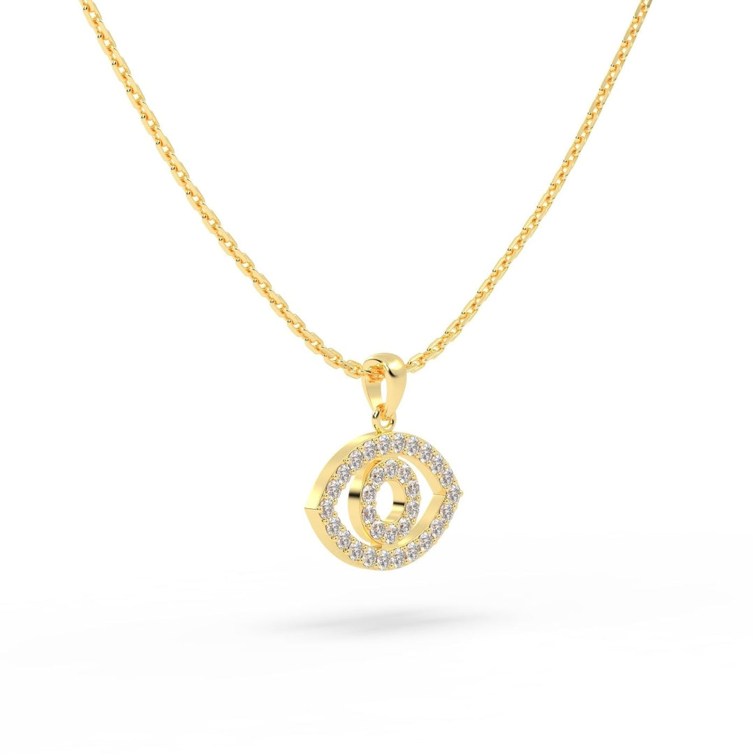 Diamond Evil Eye Charm in 14K Yellow Gold, view 3
