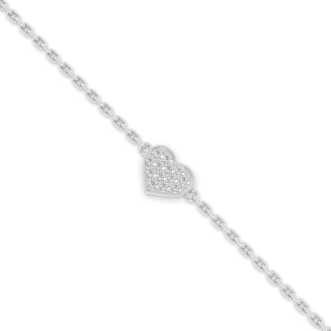Single Heart Diamond Bracelet in 14K White Gold, view 4