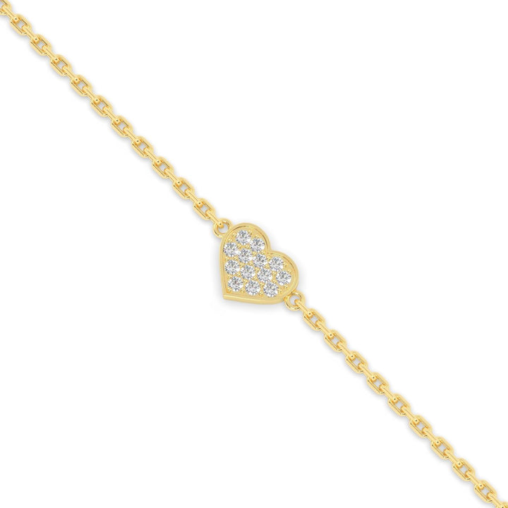 Single Heart Diamond Bracelet in 14K Yellow Gold, view 4
