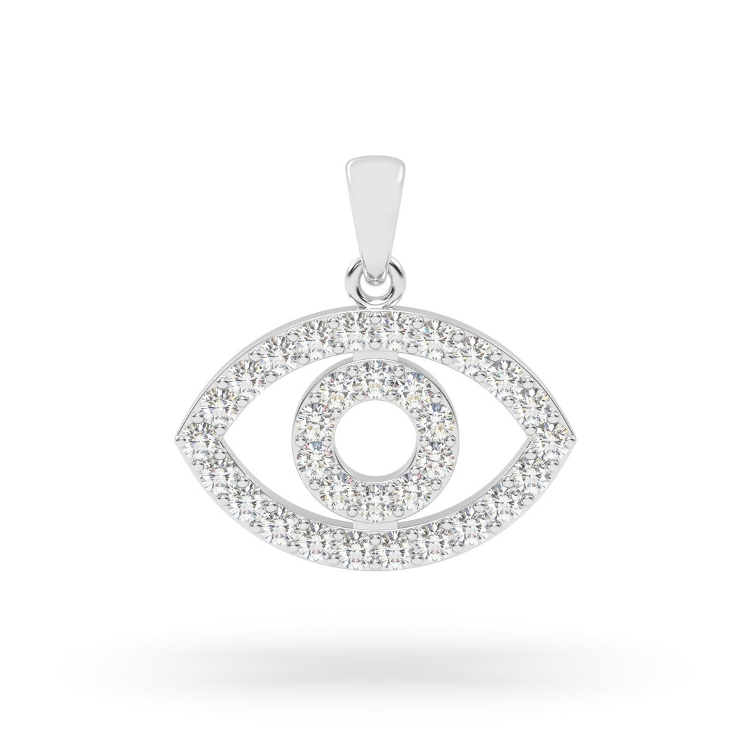 Diamond Evil Eye Charm in 14K White Gold, view 5