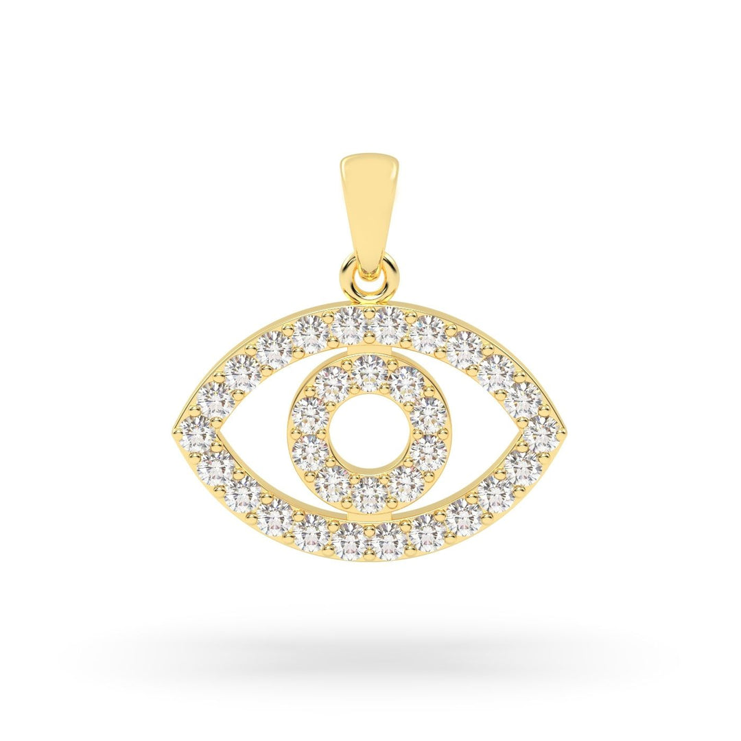 Diamond Evil Eye Charm in 14K Yellow Gold, view 5