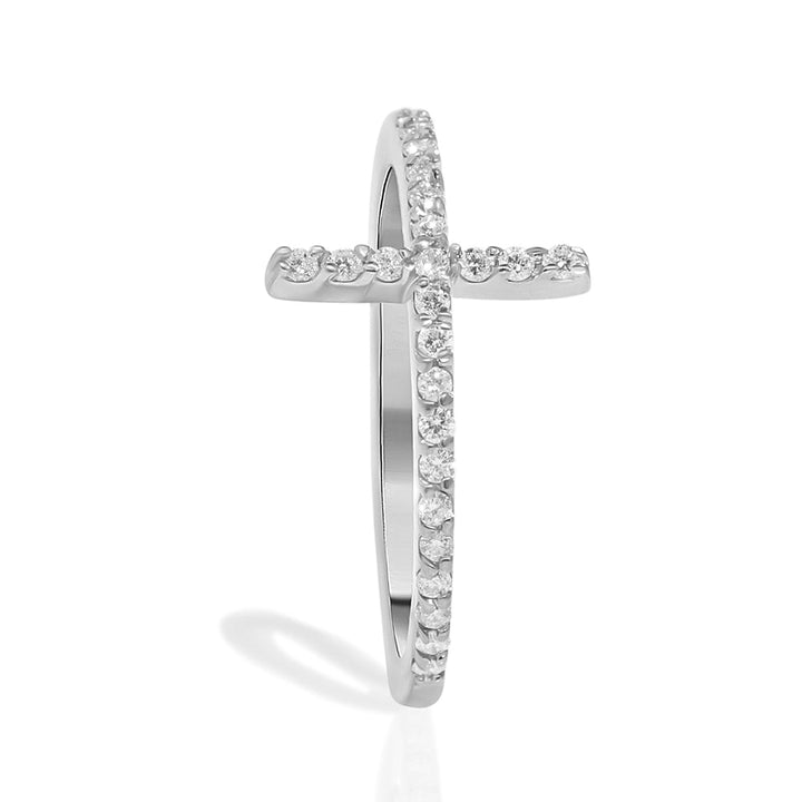 Cross Ring 14k White Gold & Diamonds