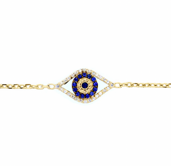 Evil Eye 7-Inch Bracelet, 14K Yellow Gold