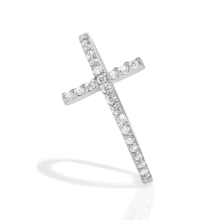 Cross Ring 14k White Gold & Diamonds