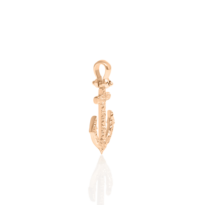 Anchor Charm with Wave Pattern in 14K