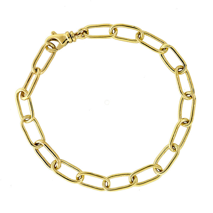 14K Yellow Gold Paperclip Bracelet, 7 Inch