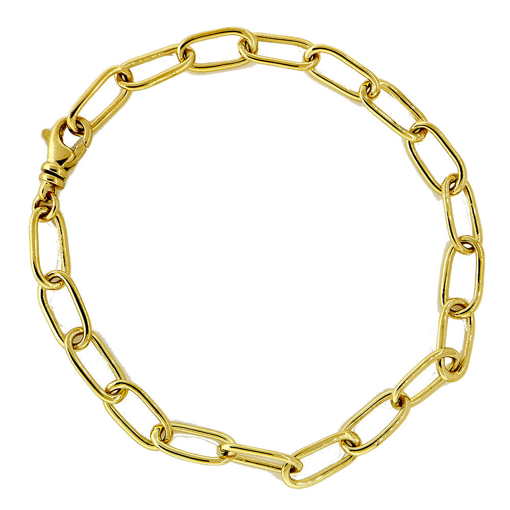 14K Yellow Gold Paperclip Bracelet, 8 Inch