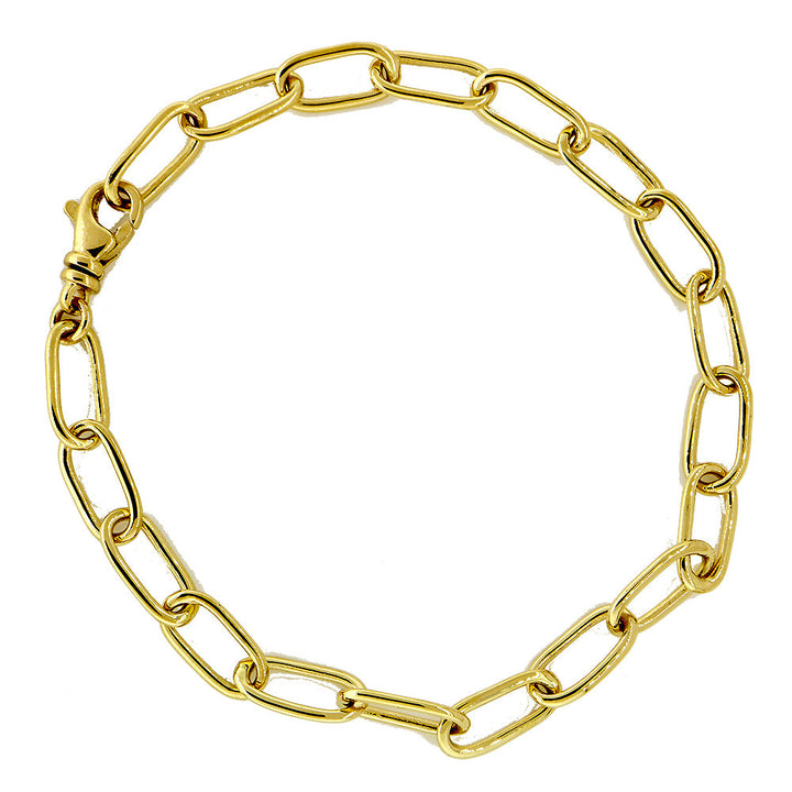 14K Yellow Gold Paperclip Bracelet, 8 Inch
