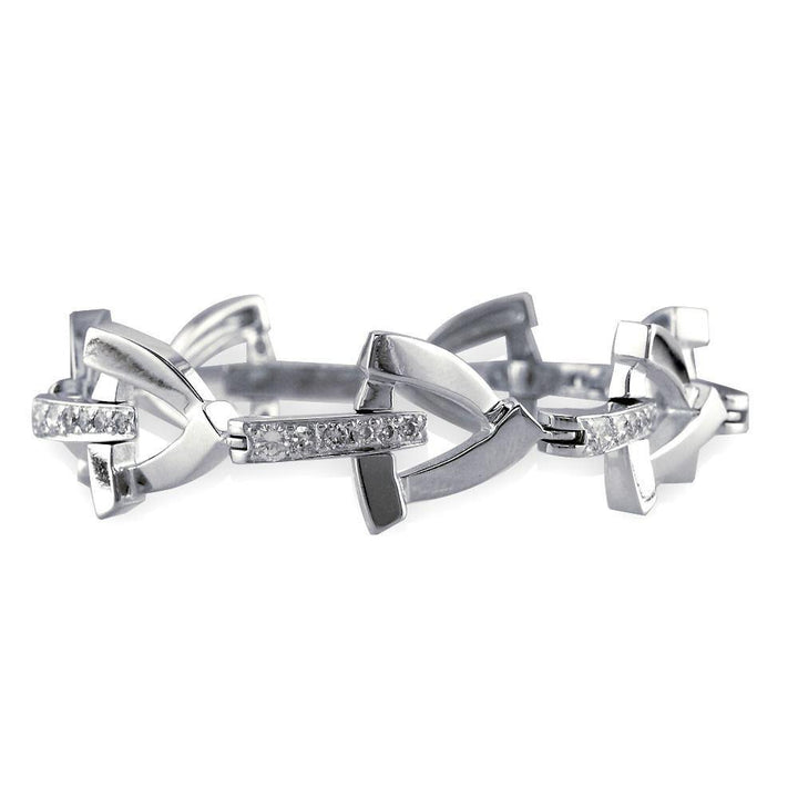 Ladies Diamond Bracelet, 1.70CT, Triangle and Bar Design in 14k White Gold