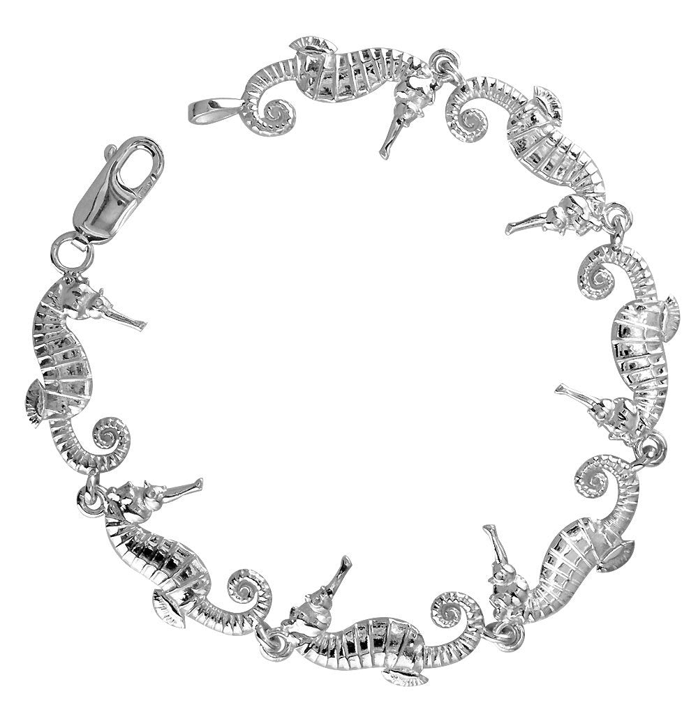 Small Seahorse Links Bracelet in 14k White Gold