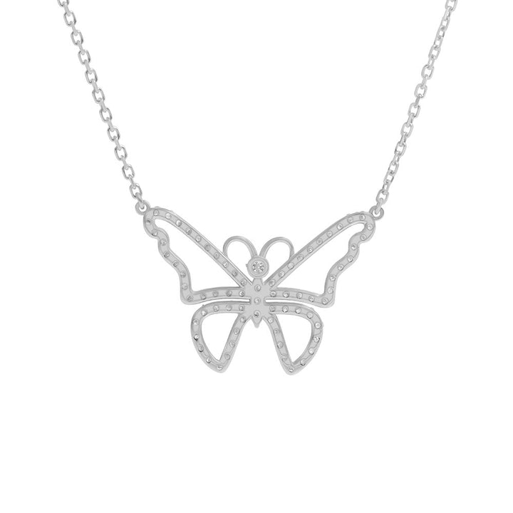 14k White Gold & Diamond Butterfly Necklace