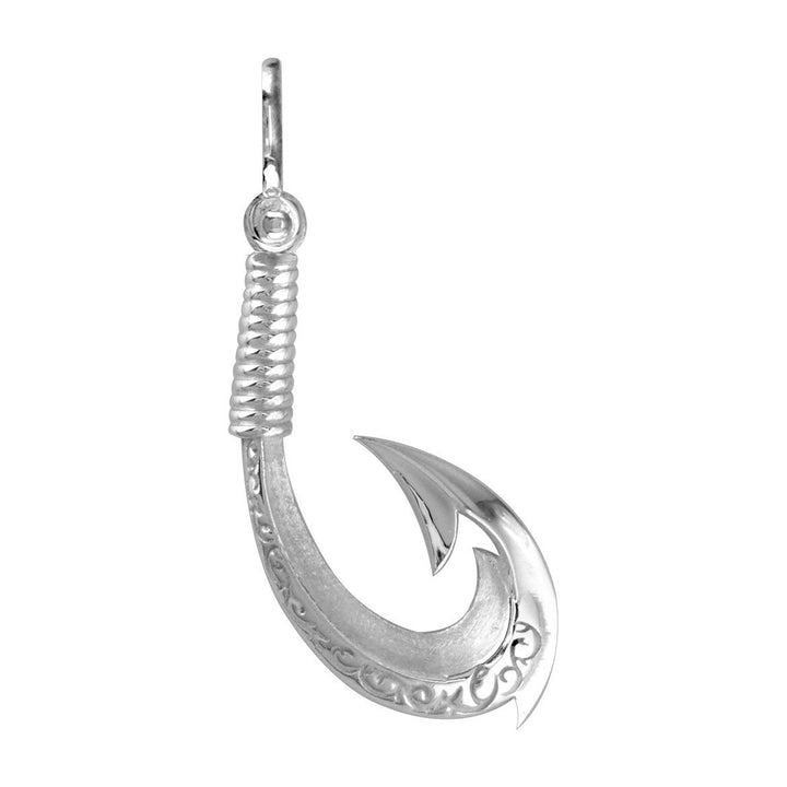 Medium Hei Matau, Maori Tribal Fish Hook Charm in 14k White Gold