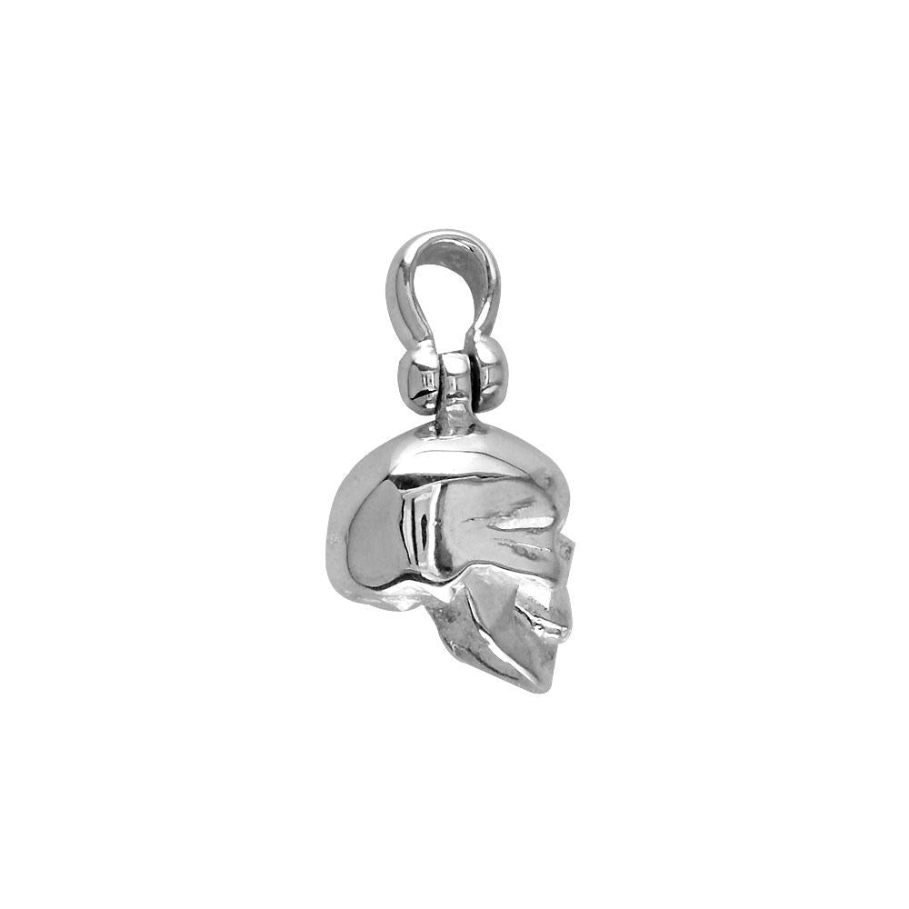 Small Solid 3D Skull Charm in Sterling Silver