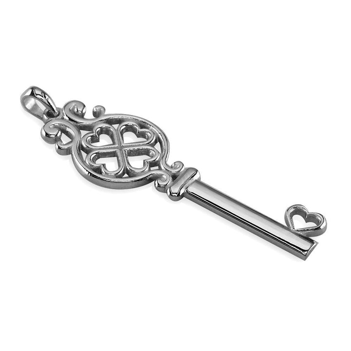 Heart Key, 1.5 Inches Long in 14K White Gold