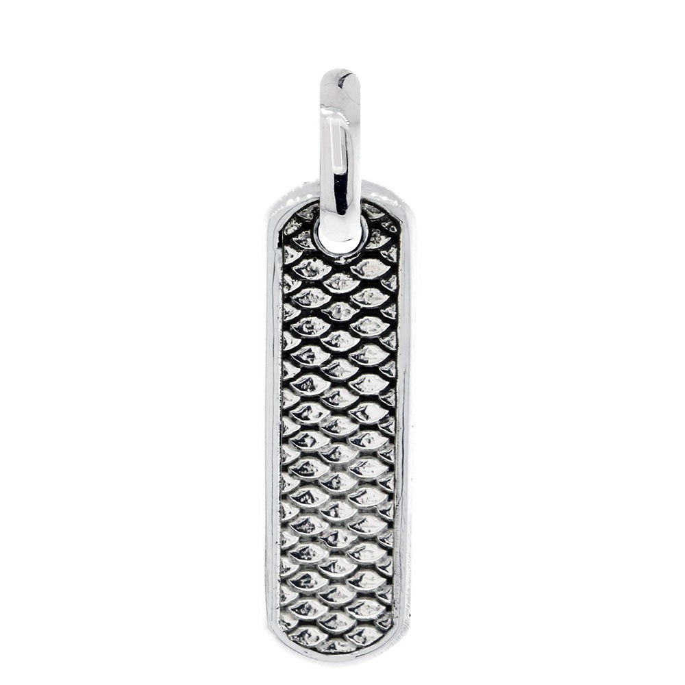 Slim Tag Charm with Initial and Python Texture in 14k White Gold