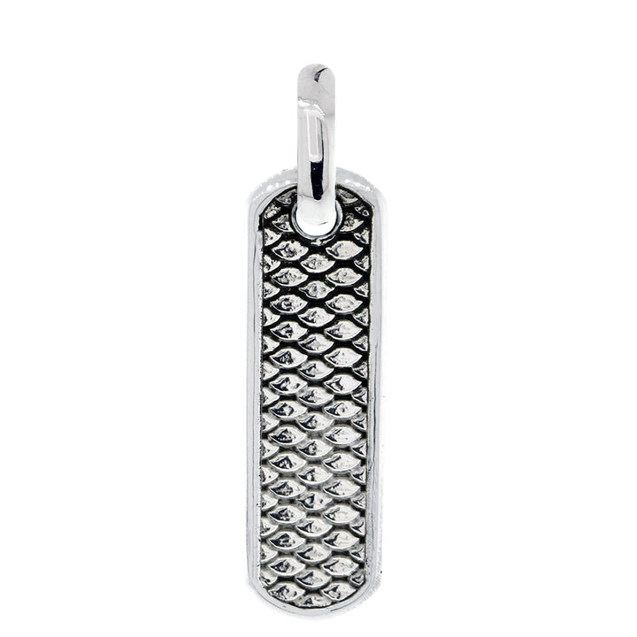 Slim Tag Charm with Initial and Python Texture in 14k White Gold