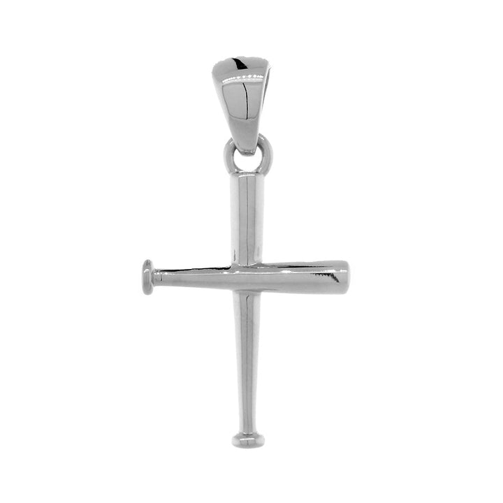 21mm Cross Baseball Bats Charm in Sterling Silver