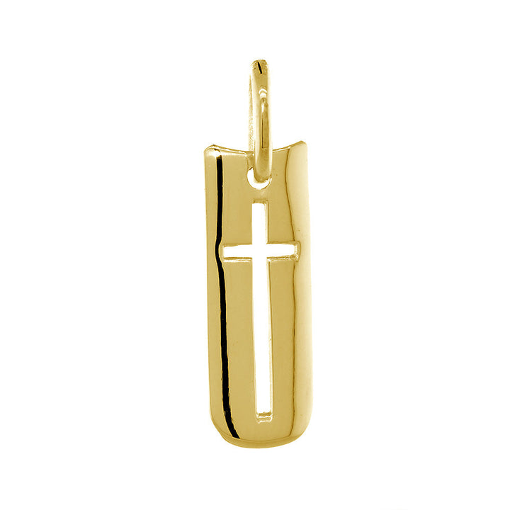 26mm Shield Cross Charm in 14k Yellow Gold