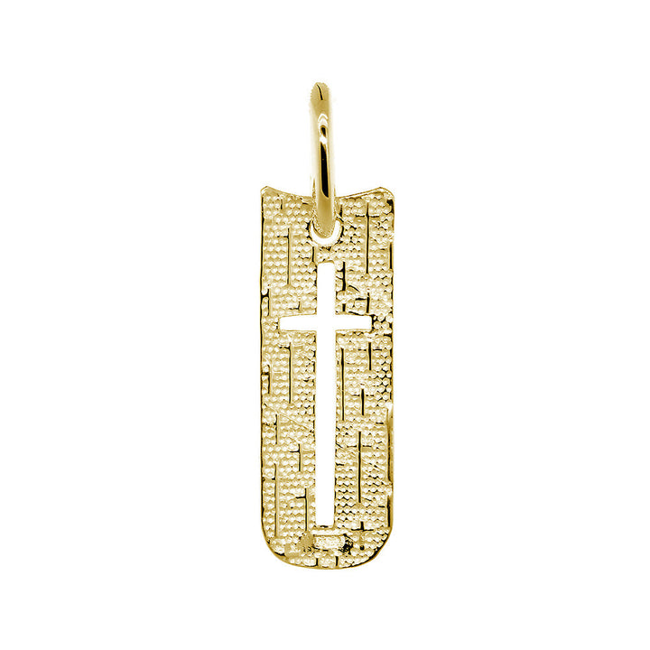 26mm Shield Cross Charm in 14k Yellow Gold