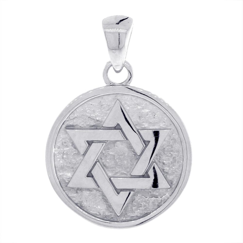 Unity, Cross Faith Messianic Charm, Jewish, Christian, Double-sided in 14K White Gold