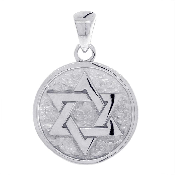 Unity, Cross Faith Messianic Charm, Jewish, Christian, Double-sided in 14K White Gold