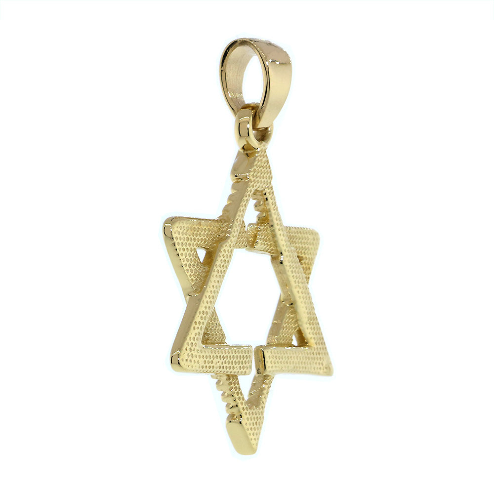 Large Jewish Star of David Goalie Hockey Sticks Charm in 14K  Yellow Gold