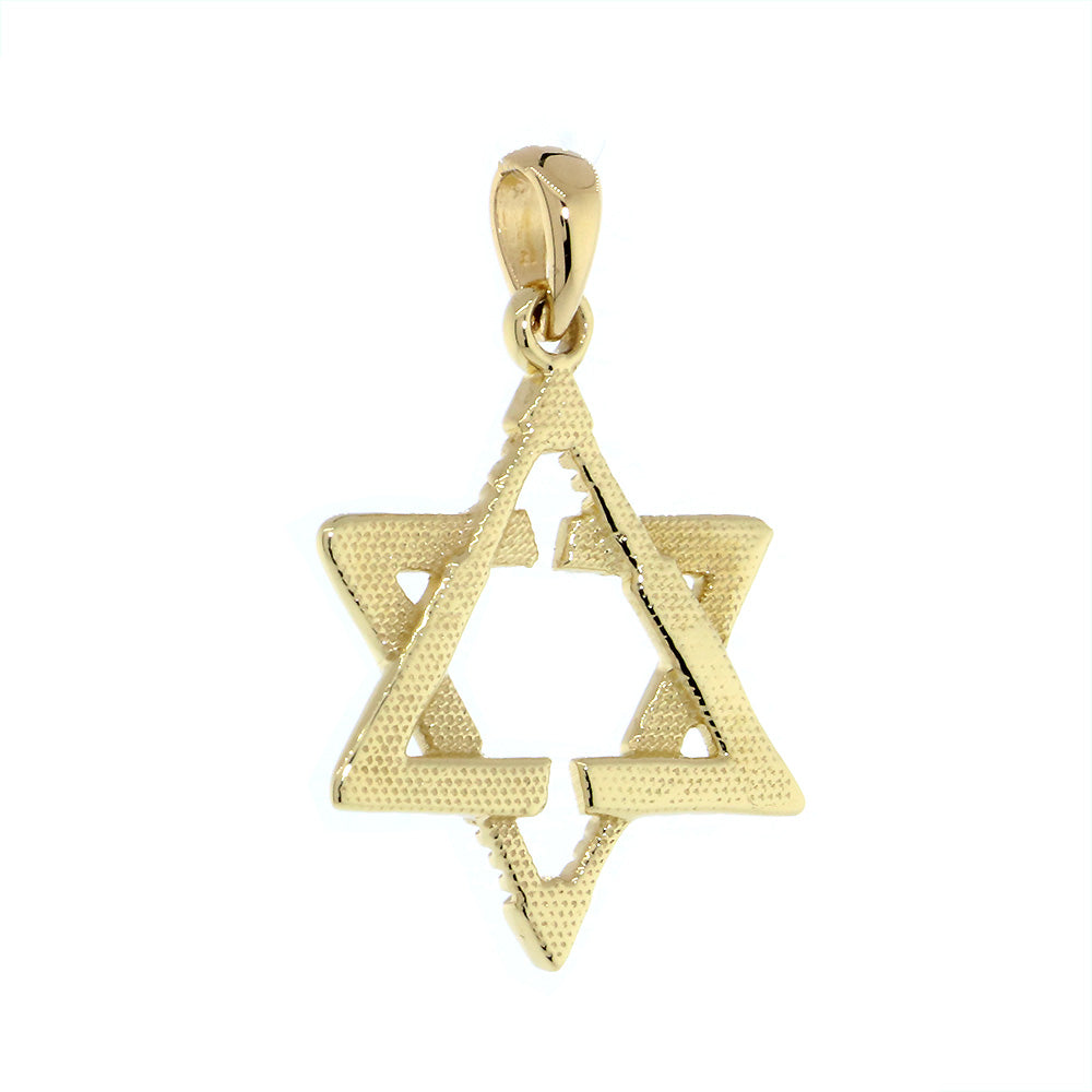 Small Jewish Star of David Goalie Hockey Sticks Charm in 14K Yellow Gold