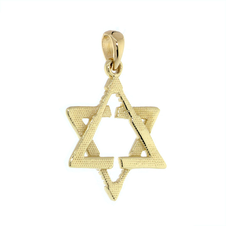 Small Jewish Star of David Goalie Hockey Sticks Charm in 14K Yellow Gold