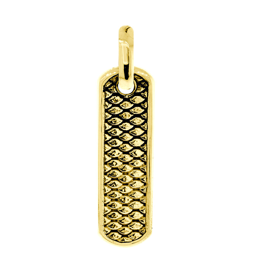 Slim Tag Charm with Name and Python Texture in 14k Yellow Gold