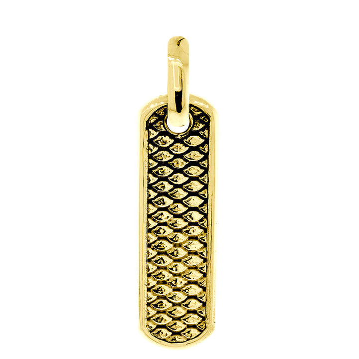 Slim Tag Charm with Name and Python Texture in 14k Yellow Gold