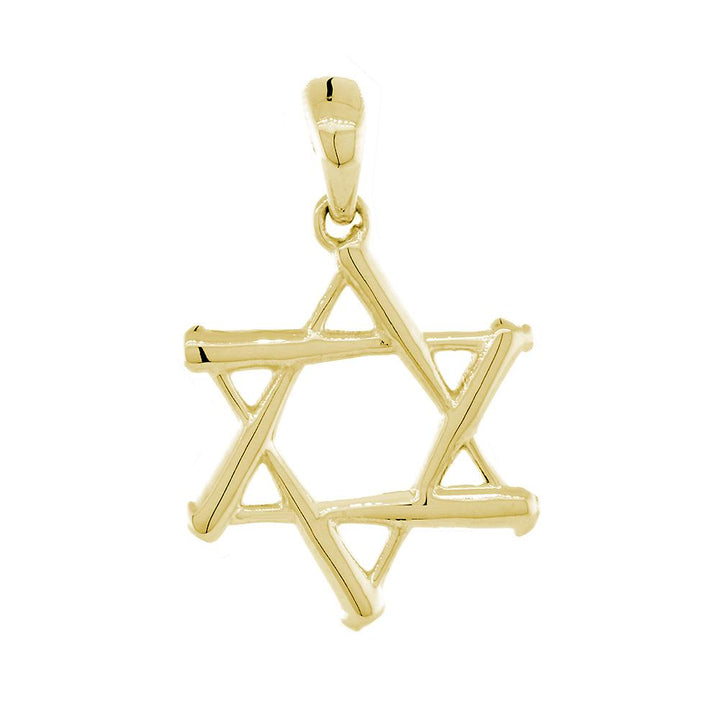 Small Jewish Star of David Baseball Bats Charm in 14K Yellow Gold