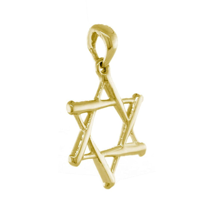 Small Jewish Star of David Baseball Bats Charm in 14K Yellow Gold