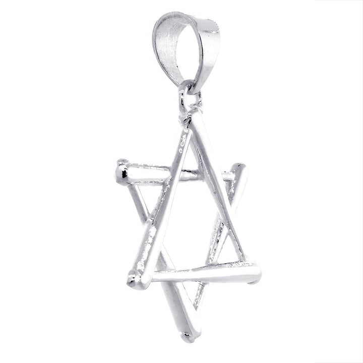 31mm Extra Large Jewish Star of David Baseball Bats Charm in 14k White Gold