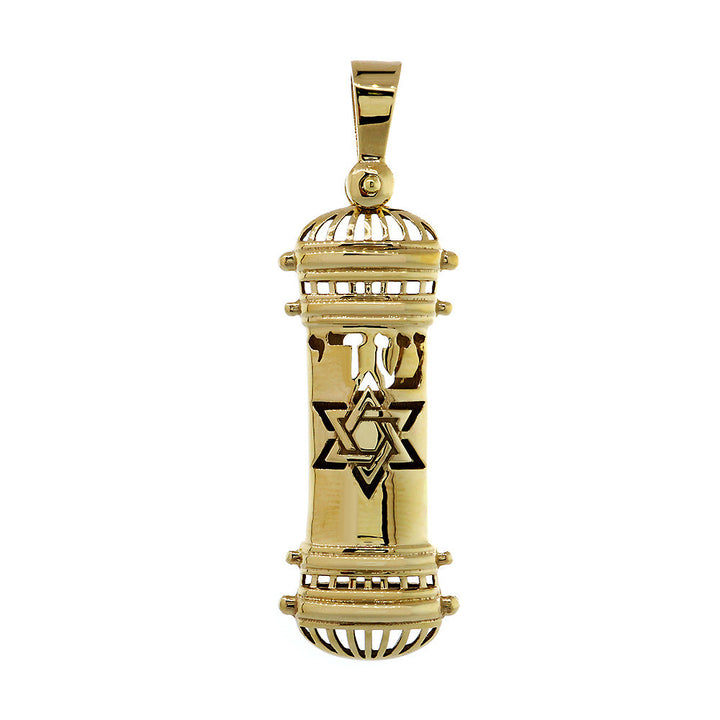 Large Mezuzah Charm, 39mm in 14K Yellow Gold