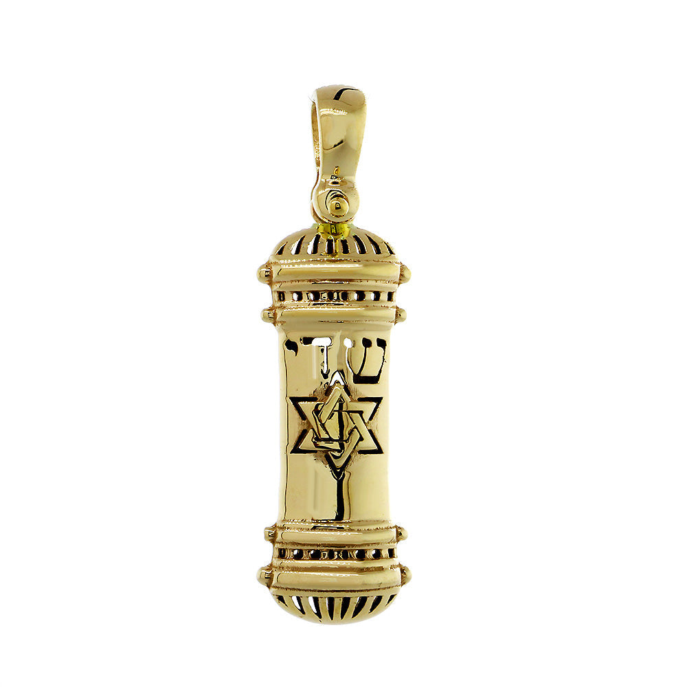 Mezuzah Charm, 27mm in 14K Yellow Gold