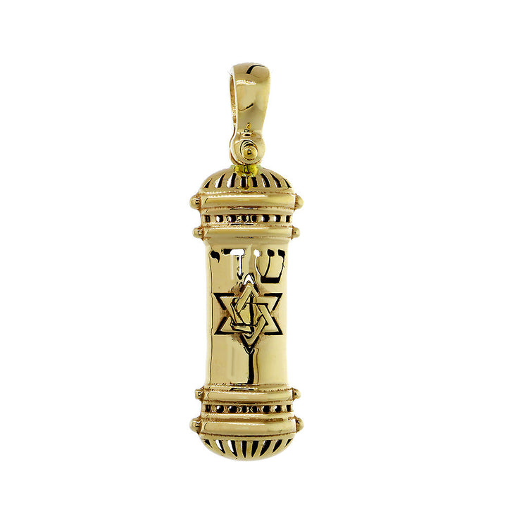 Mezuzah Charm, 27mm in 14K Yellow Gold
