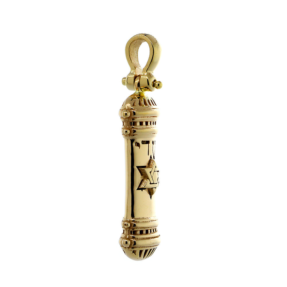 Mezuzah Charm, 27mm in 14K Yellow Gold