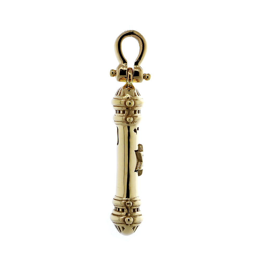 Mezuzah Charm, 27mm in 14K Yellow Gold